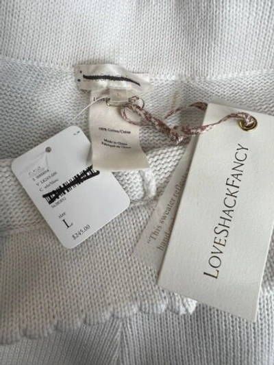 Pre-owned Free People Love Shack Fancy Toro Pants Size Large True White Patch Pointelle