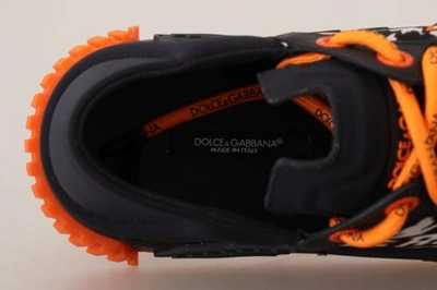 Pre-owned Dolce & Gabbana Dolce&gabbana Ns1 Men Black Orange Sneakers Leather Lace Up Casual Trainer Shoes