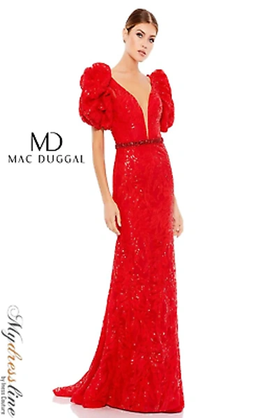 Pre-owned Mac Duggal 12421 Evening Dress Lowest Price Guarantee Authentic In Red