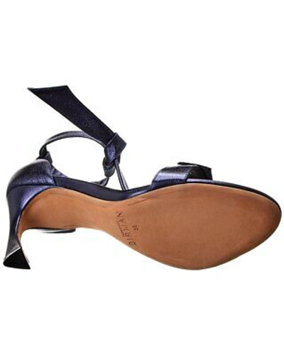 Pre-owned Alexandre Birman Clarita Doppia Soletta 85 Leather Sandal Women's In Blue