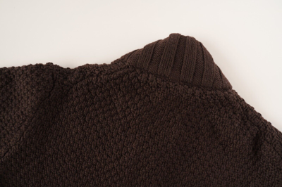 Pre-owned Luigi Borrelli Brown Woven Merino Wool Full Zip Cardigan Sweater M (eu 50)