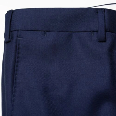 Pre-owned Luigi Borrelli Napoli Navy Blue Twill Wool Flat Front Dress Pants Slim Fit