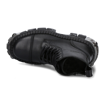 Pre-owned New Rock Rock Boots Wall083c-s4 Unisex Metallic Black Leather Platform Gothic Boots