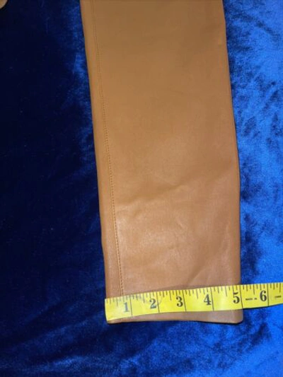 Pre-owned Ralph Lauren Stretch Leather Pants Sz 4 Camel Brown 100%lamb Leather Nwt$599