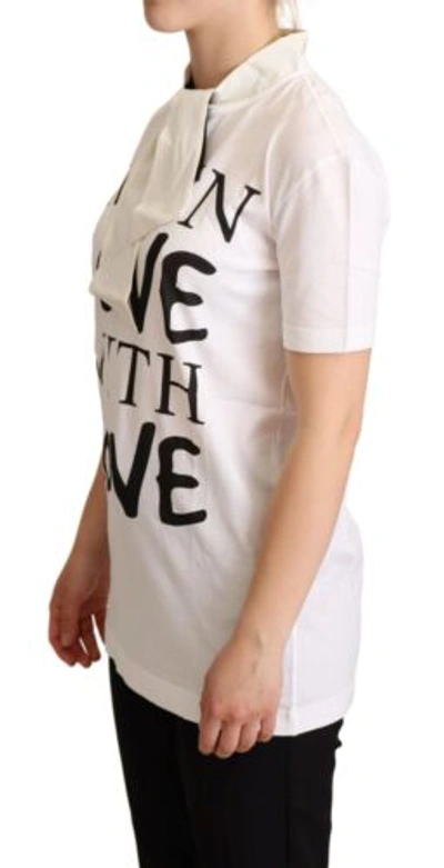 Pre-owned Dolce & Gabbana Dolce&gabbana Women White T-shirt Cotton Silk Short Sleeve Collared Casual Top