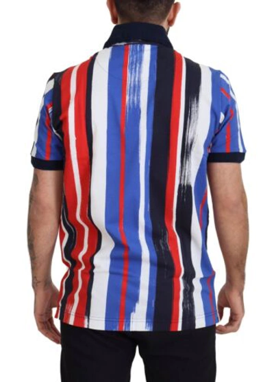 Pre-owned Dolce & Gabbana Dolce&gabbana Men Multicolor T-shirt 100% Cotton Striped Print Casual Polo Top