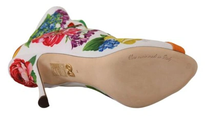 Pre-owned Dolce & Gabbana Dolce&gabbana Women Multicolor Pumps Polyester Floral Print Open Toe Ankle Boots