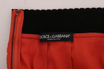 Pre-owned Dolce & Gabbana Dolce&gabbana Women Orange Macramé Lace Pencil Skirt Knee Length Bodycon Wrap
