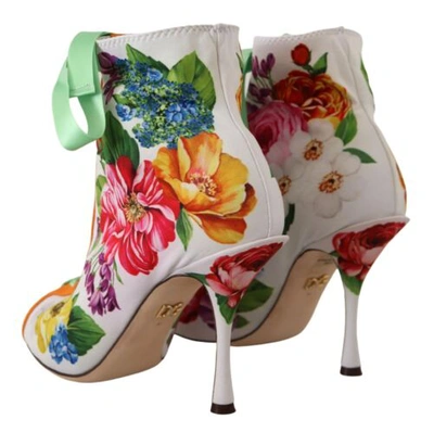 Pre-owned Dolce & Gabbana Dolce&gabbana Women Multicolor Pumps Polyester Floral Print Open Toe Ankle Boots