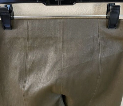 Pre-owned Vince Xs Stitch Front Lamb Leather Leggins Stretch Olive Pull On Pants $995 In Green