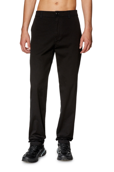 Shop Diesel Pantaloni Chino In Gabardina Di Cotone In Nero