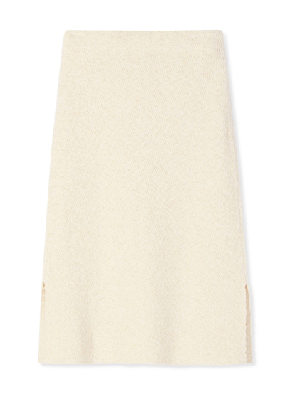 Shop St John Tweed Racking Stitch Skirt In Ecru/vanilla