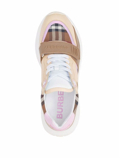 Shop Burberry Sneakers In Birc.brown