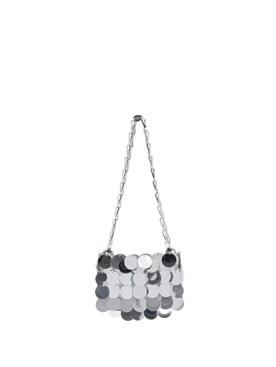 Shop Rabanne Paco  Iconic 1969 Sparkle Nano Bag In Silver