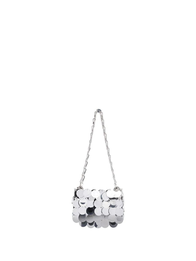 Shop Rabanne Paco  Iconic 1969 Sparkle Nano Bag In Silver