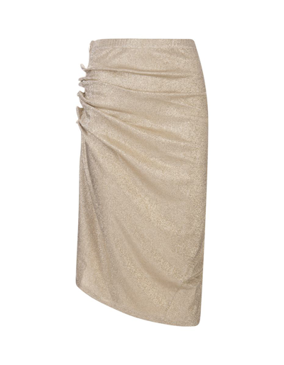 Shop Paco Rabanne Gold Lurex Midi Skirt In Golden