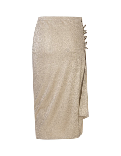 Shop Paco Rabanne Gold Lurex Midi Skirt In Golden