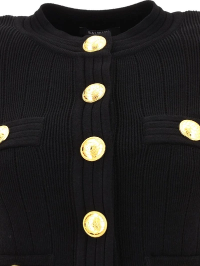 Shop Balmain "4 Buttons" Cardigan In Black