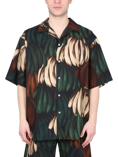 Shop Msgm "bananas" Print Shirt In Green