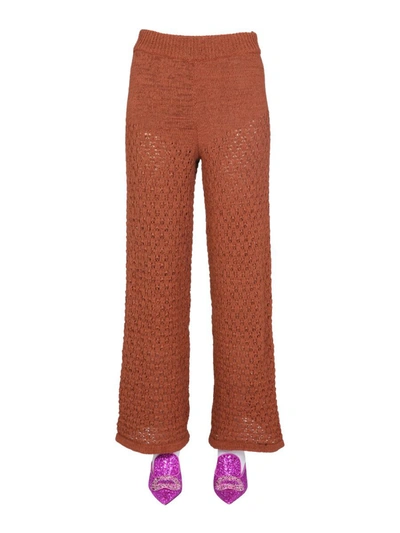 Shop Rotate Birger Christensen Rotate "calla" Knit Trousers In Brown