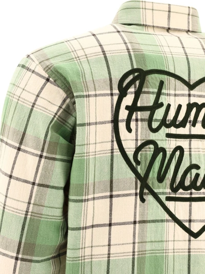 Human Made Logo-embroidered Plaid Shirt Jacket In Green | ModeSens