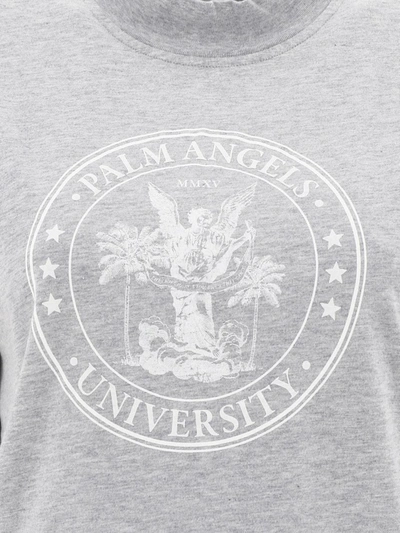 Shop Palm Angels "college" Cropped T-shirt In Grey