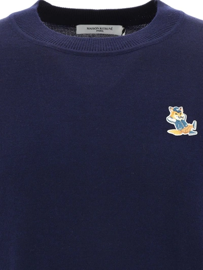 Shop Maison Kitsuné "dressed Fox" Sweater In Blue
