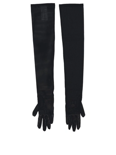 Shop Dolce & Gabbana "kim Dolce&gabbana" Long Stretch Tulle Gloves In Black