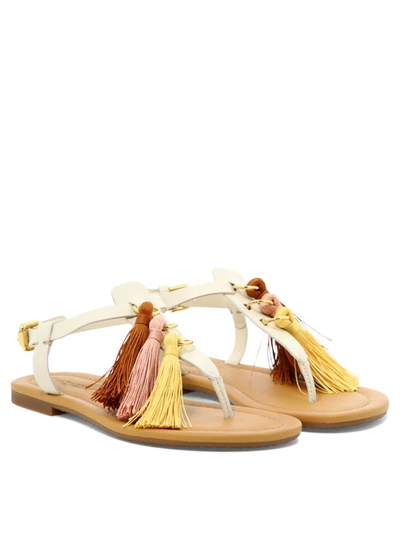 Shop See By Chloé "kime Pompom" Sandals In Beige
