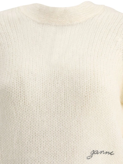 Shop Ganni "mohair Open Back" Sweater In White