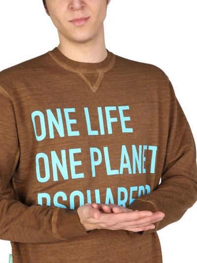 Shop Dsquared2 "one Life One Planet" Sweatshirt In Brown