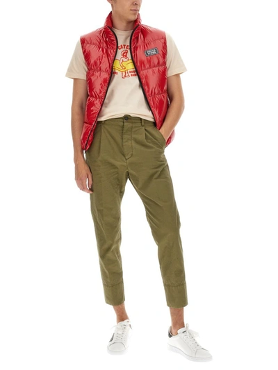 Shop Dsquared2 "puffer" Vest With Logo Patch In Red