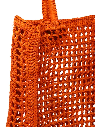 Shop Manebi Manebí "raffia Net" Handbag In Orange