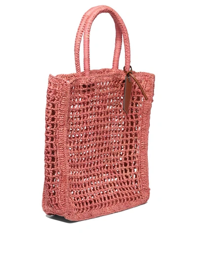 Shop Manebi Manebí "raffia Net" Handbag In Pink