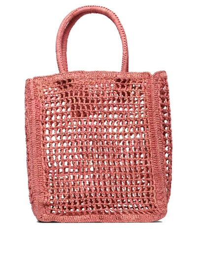 Shop Manebi Manebí "raffia Net" Handbag In Pink