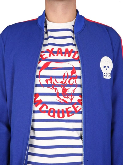 Shop Alexander Mcqueen "skull" Embroidered Sweatshirt In Blue