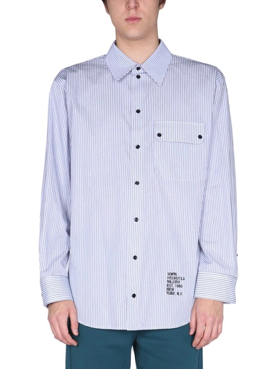 Shop Helmut Lang "twin Stripe" Shirt In Blue