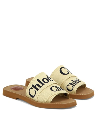 Shop Chloé "woody" Sandals In Beige