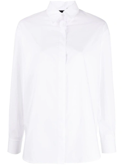 Shop Pinko 'bridport' White Long Sleeves Shirt In Cotton Woman