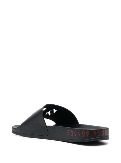 Shop 44 Label Group 'columbia' Black Slides With Logo Cut-out In Rubber Man