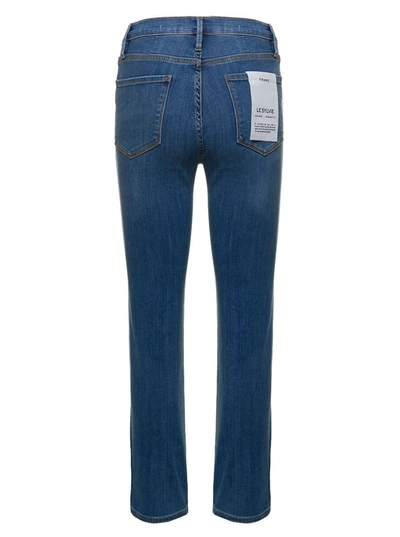 Shop Frame 'le Sylvie' Blue Fitted Five-pocket Jeans In Cotton Blend Denim Woman