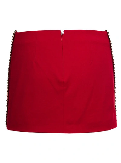 Shop Attico 'rue' Red Low Waisted Miniskirt With Rectangular Mirror Sequins In Techno Jersey Woman