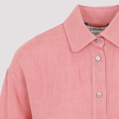 Shop 's Max Mara Canard Linen Shirt In Pink &amp; Purple