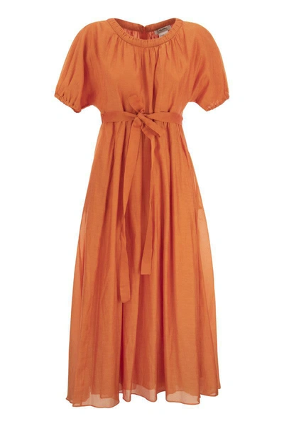 Shop 's Max Mara Fresia - Cotton And Silk Dress In Orange