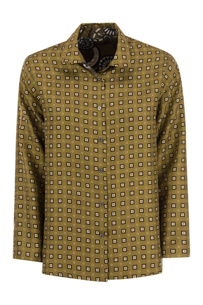 Shop 's Max Mara Timeshirt - Reversible Patterned Silk Shirt In Ochre