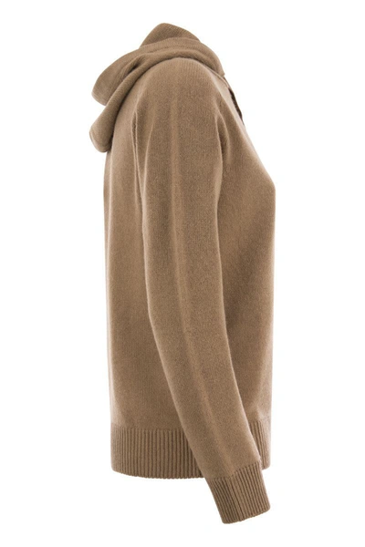 Shop 's Max Mara Virgola - Hooded Sweater In Cashmere Yarn In Camel
