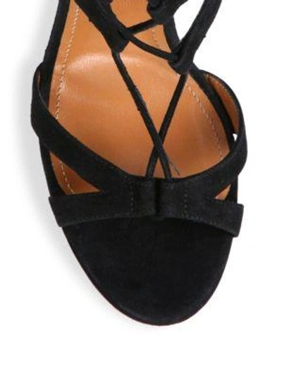 Shop Aquazzura Beverly Hills Plateau Suede Lace-up Sandals In Black
