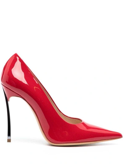 Shop Casadei 'superblade' Red Pointed Pumps With Stiletto Heel In Patent Leather Woman