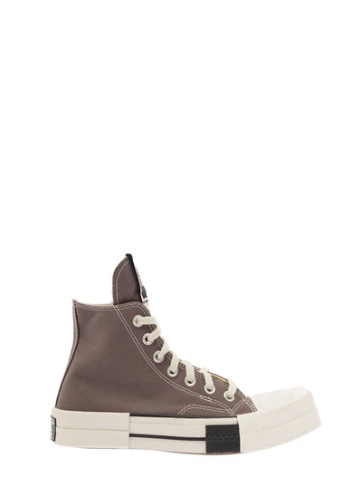 Shop Rick Owens Drkshdw 'turbodrk' Dark Grey High-top Sneakers With Chunky Sole In Canvas Man