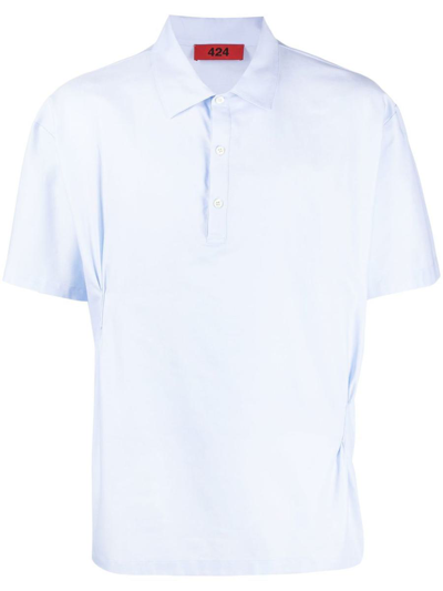 Shop 424 Cotton Polo Shirt In Clear Blue